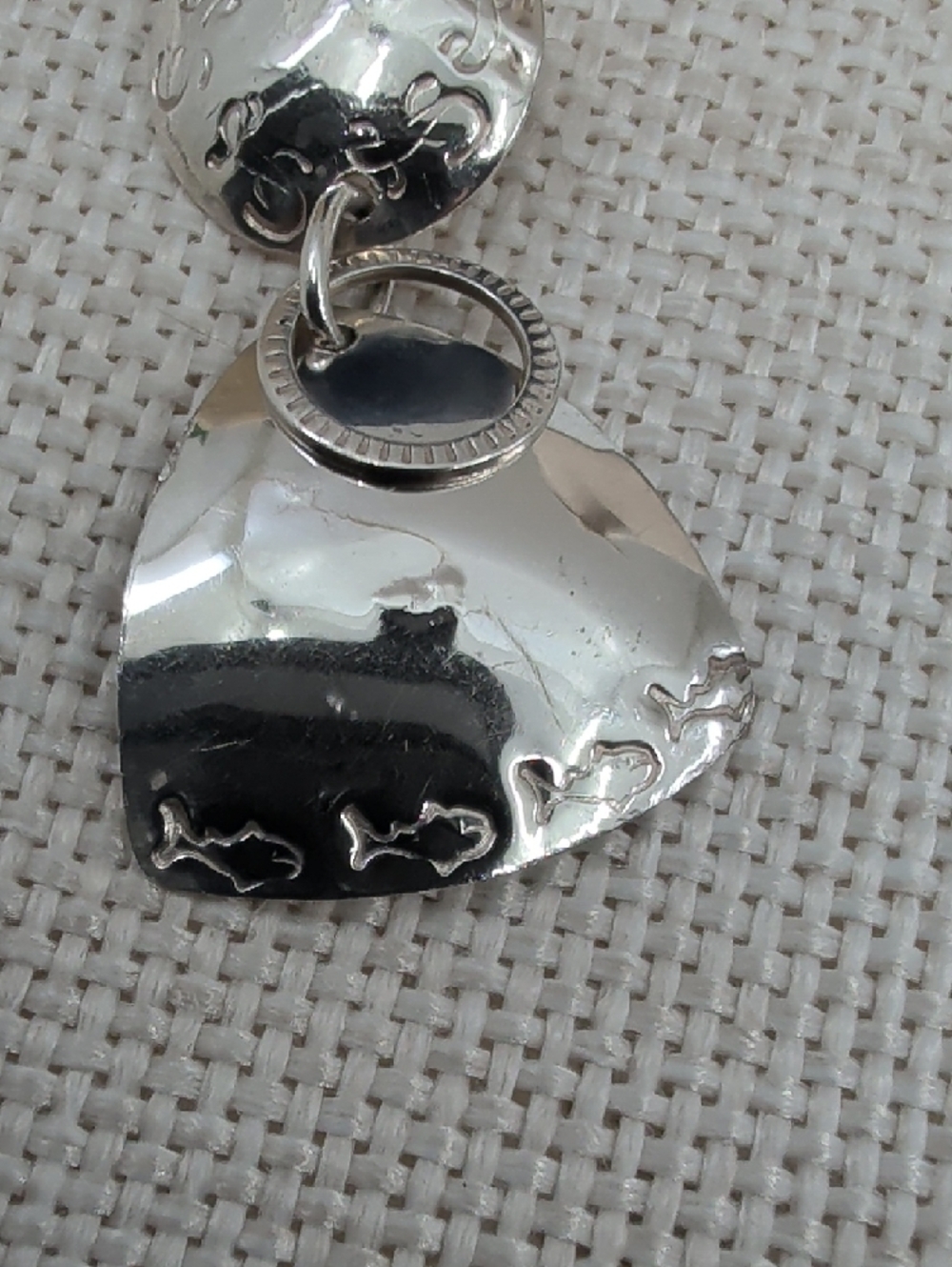 Sterling Silver 925 Fish Drop Earrings Florida Keys Artisan BJH Vintage 1990s - Picture 12 of 17